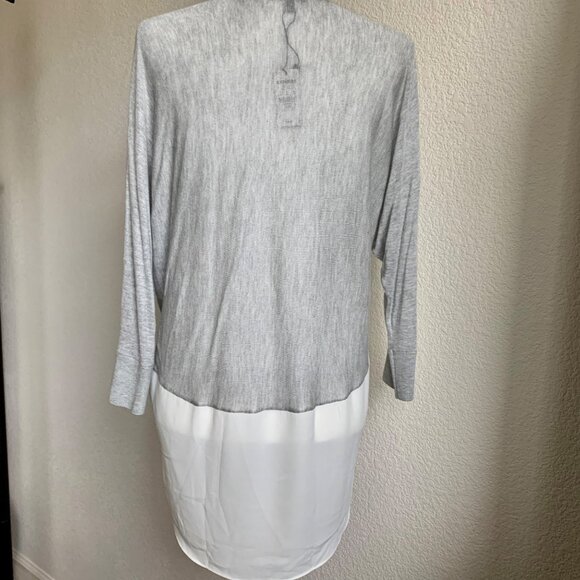 EXPRESS Mixed Media Color Block Top White and Grey L NWT - Picture 3 of 4